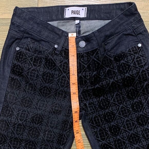 Paige Antoinette Black Velvet Color Block Print Front Skinny Jean 25 - Picture 8 of 8